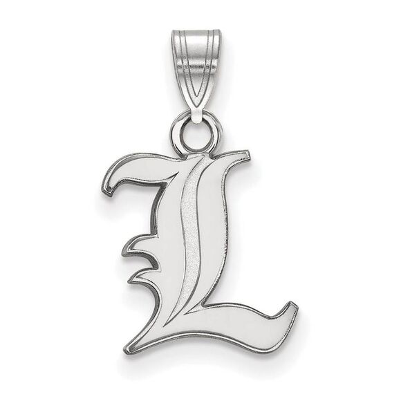 10k White Gold U. of Louisville Small 'L' Pendant